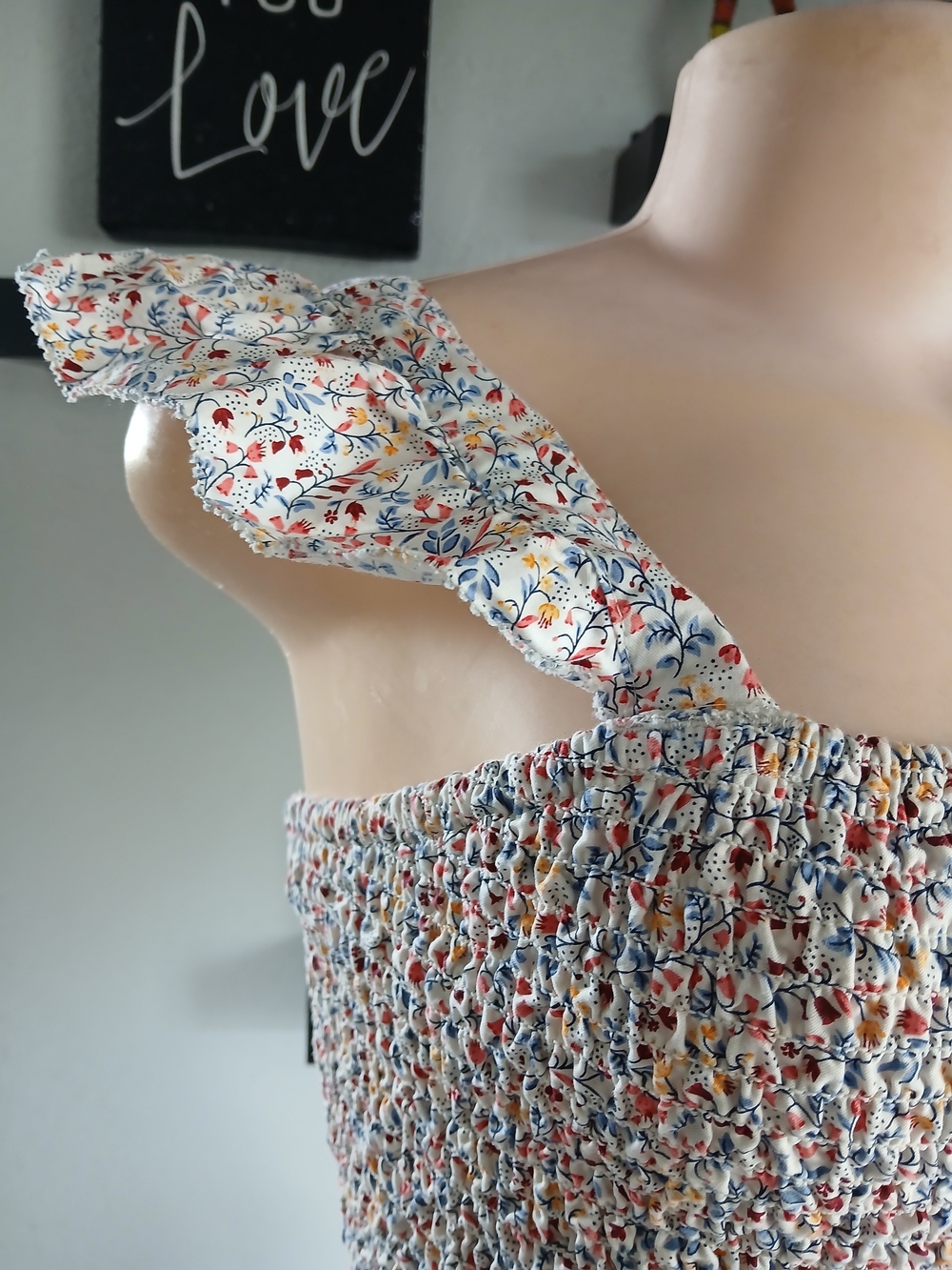 Old Navy Smocked Floral Ruffle-Strap Camisole - White with Multi Print - Picture 4 of 8